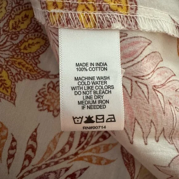 1.STATE REVOLVE Puff Sleeve‎ Smocked Mini Dress Fiesta Floral Batik Orange L - Picture 11 of 11